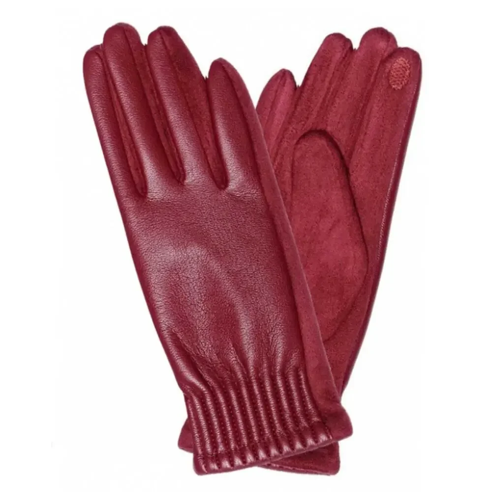 NWT Le Luxe Collection Women's Faux Leather Cinched Wrist Touch Screen Gloves